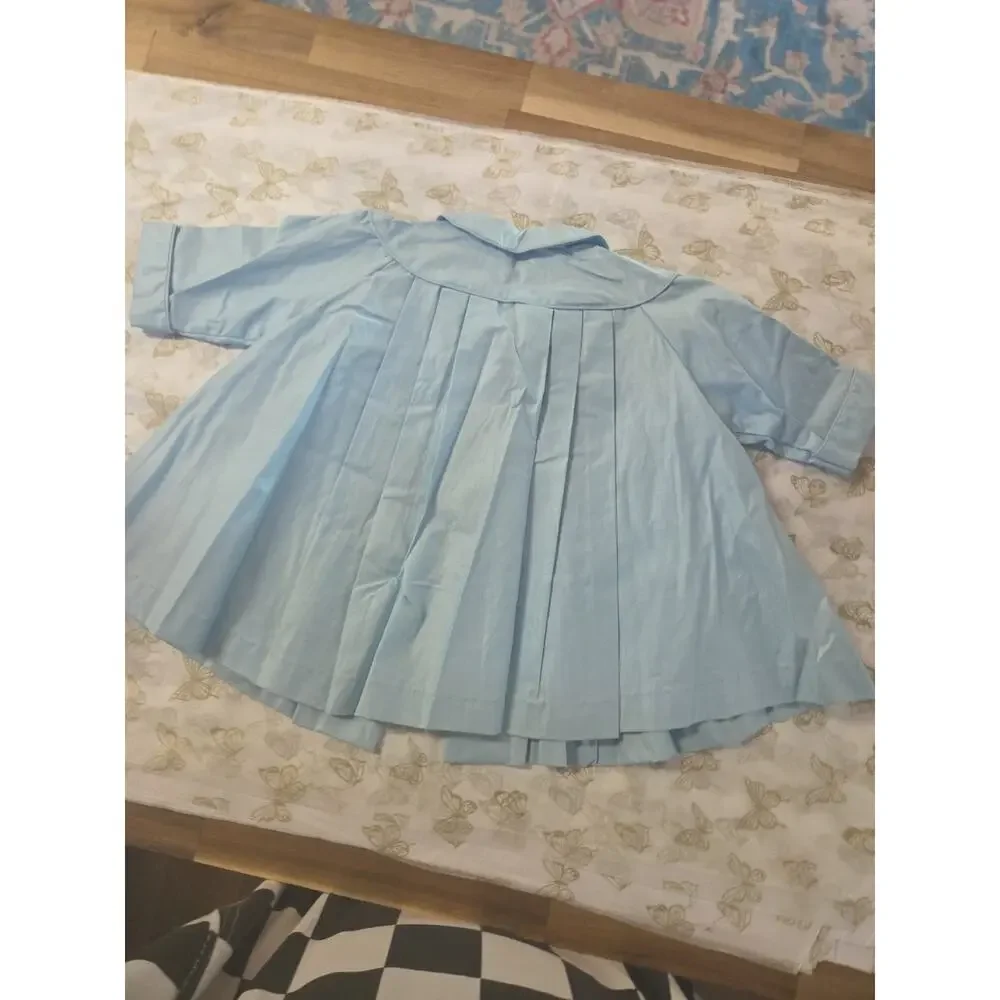 Vintage Pleated 1950s Baby Coat 6 Mos Blue
